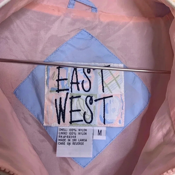 Vintage Retro Pastel Pink Blue East West Zip Up Windbreaker Jacket Size Medium - Picture 5 of 6
